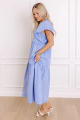 Subtle Charm Button Down Midi Dress in Light Periwinkle