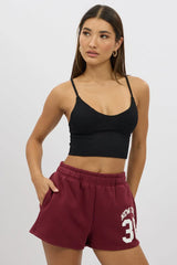 Black V Neck Cami Crop Top Seamless