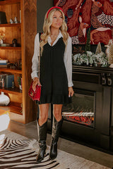 Cool Weather Crush Knit Mini Dress in Black