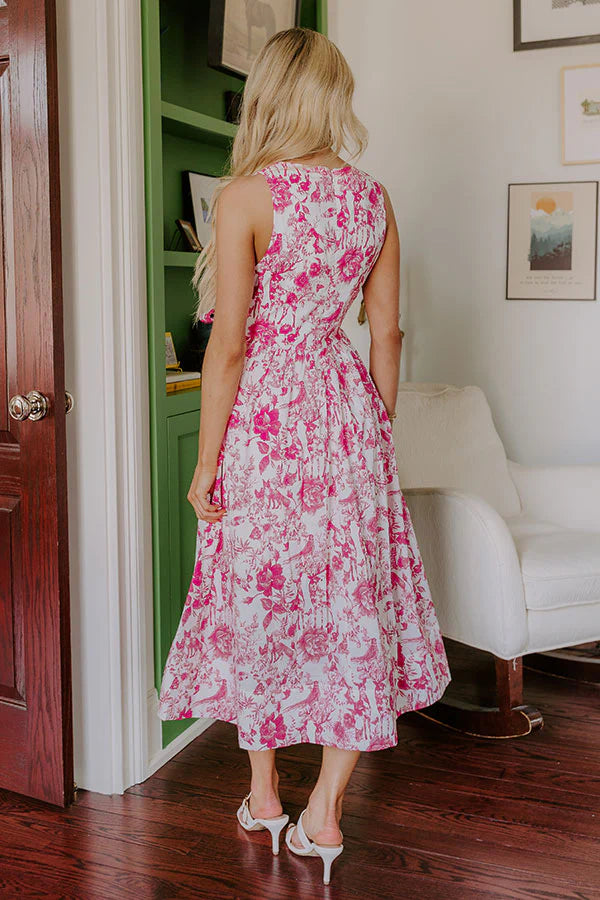 French Courtyard Floral Midi Dress