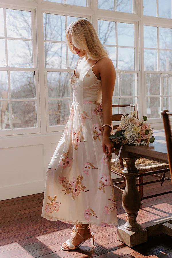 Serene Gardens Embroidered Midi Dress