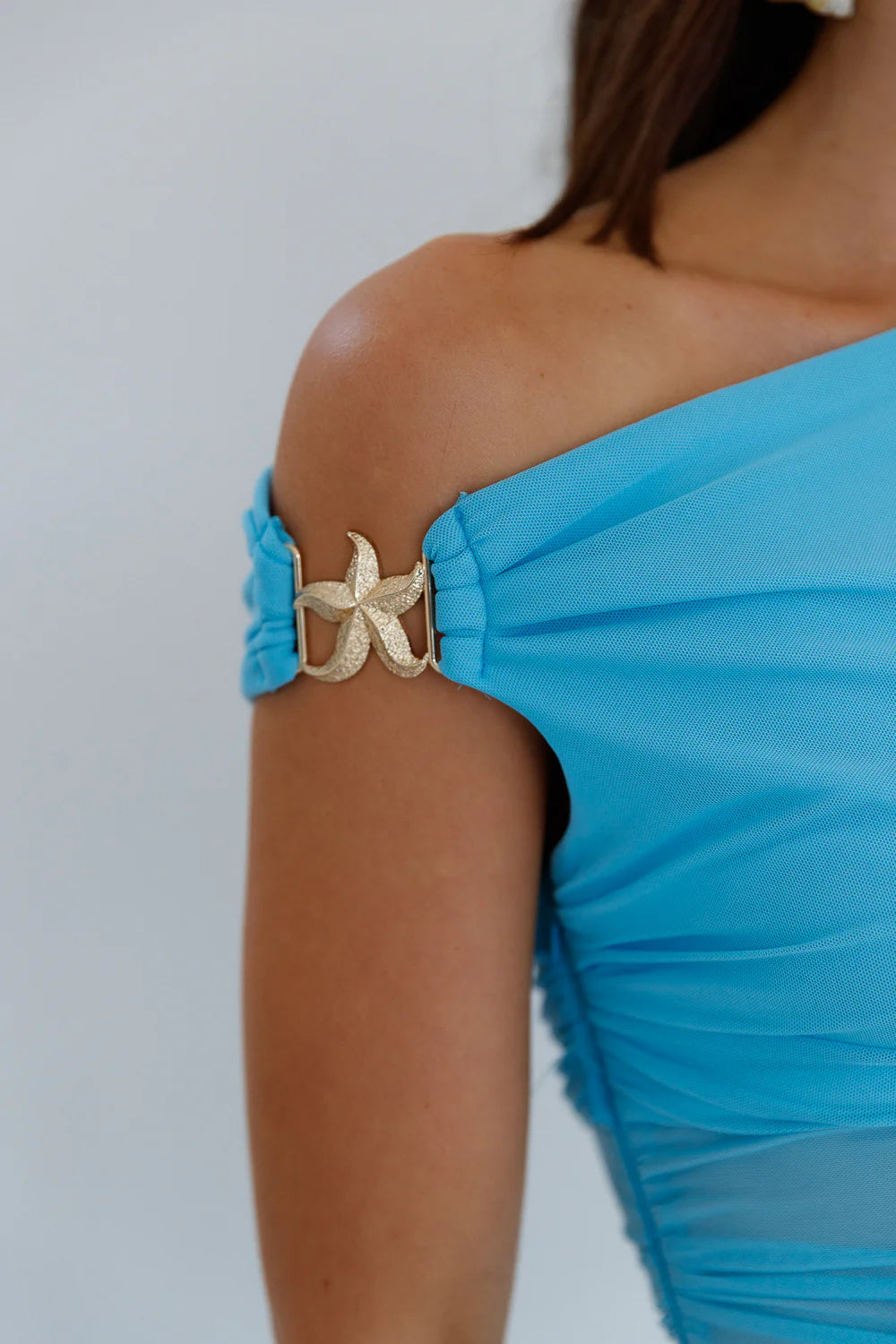 Summer Moon Off The Shoulder Maxi Dress Blue