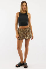 Brown Animal Print Shorts Low Rise