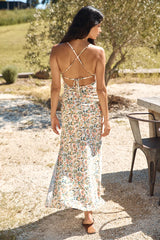 Floral Escape Satin Maxi Dress Multi