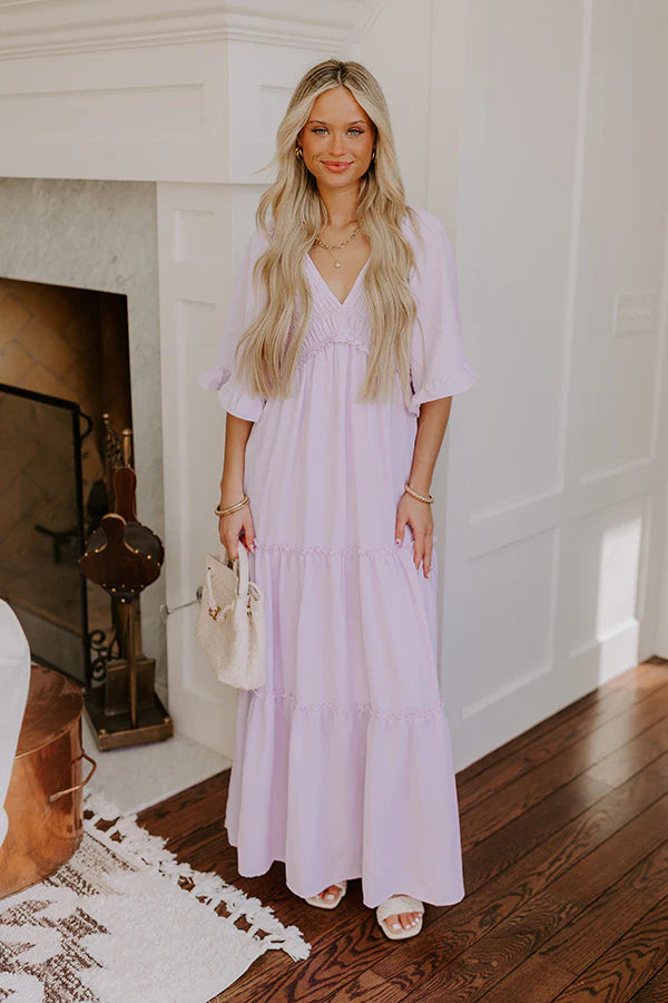 Charming Glance Tiered Maxi Dress in Dusty Purple