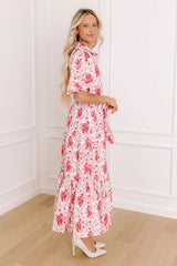 Love-Struck Floral Midi Dress in Blush