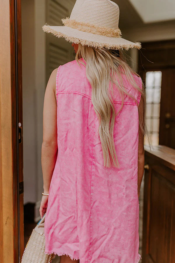 Park Days Ahead Vintage Wash Mini Dress in Pink