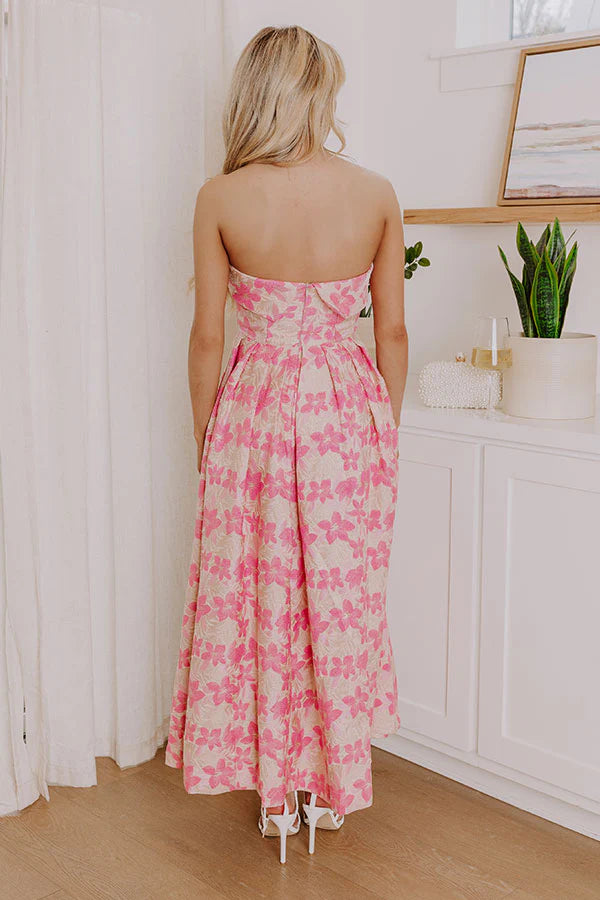 Garden Serenade Floral Jacquard Midi Dress