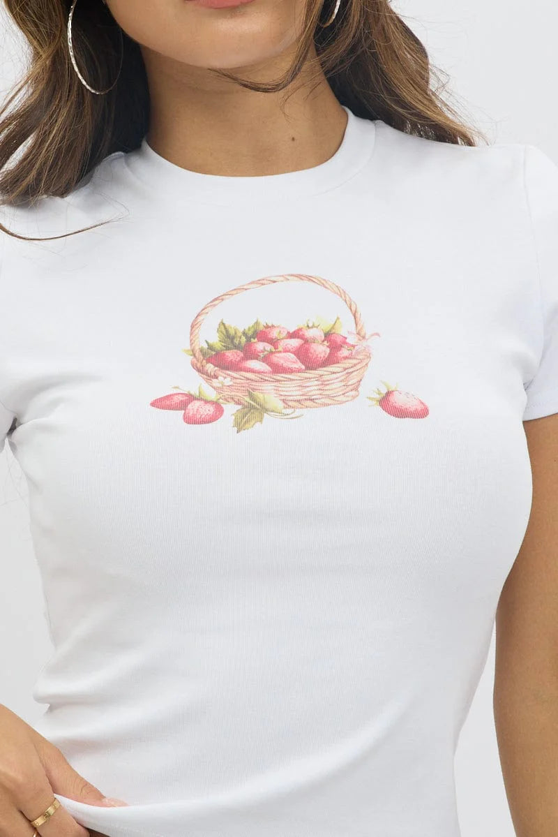 White Graphic Tee Short Sleeve