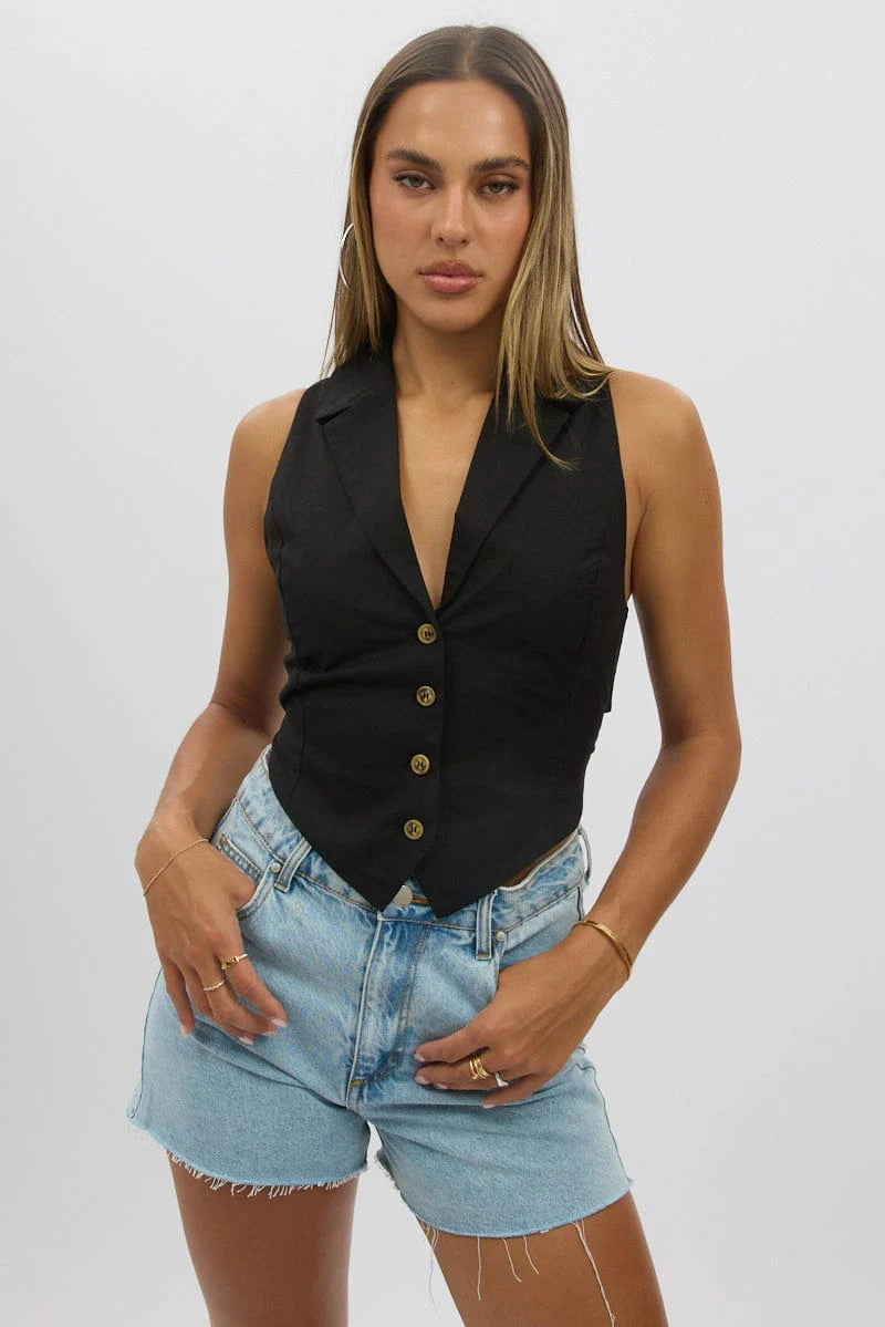 Black Vest Tie Back