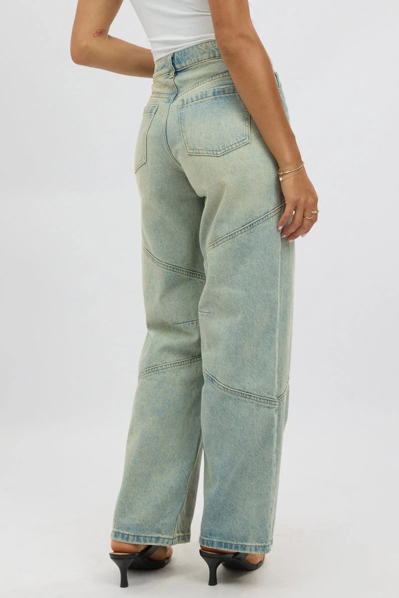 Denim Barrel Jeans Low Rise