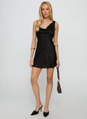 Xandra Cowl Neck Mini Dress Black