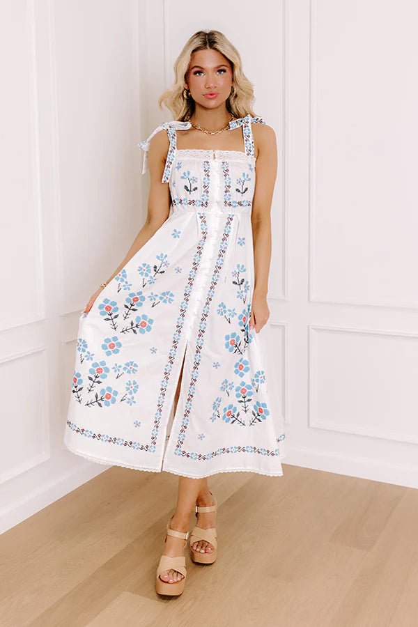 Cruise Ready Embroidered Midi Dress