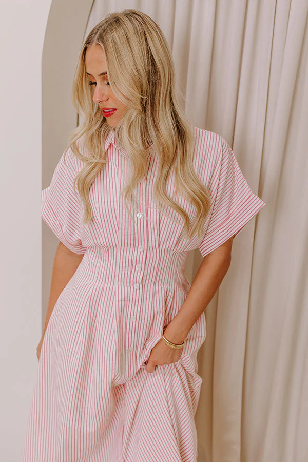 Sunlit Stroll Stripe Maxi Dress in Pink