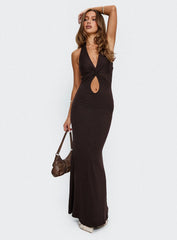 No Hard Feelings Twist Maxi Dress Brown