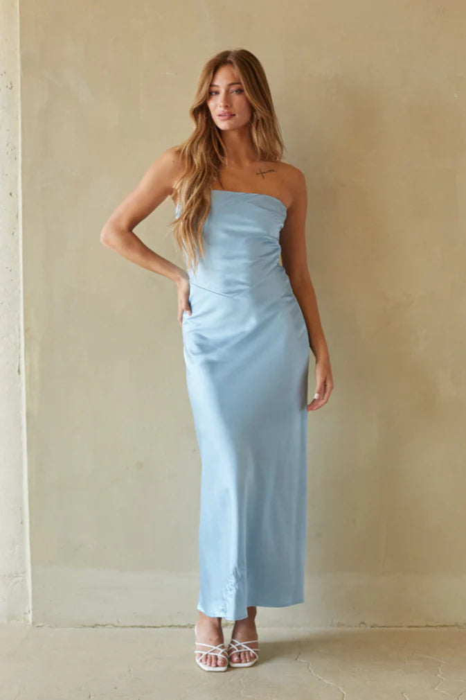 Romina Strapless Satin Maxi Dress