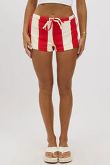 Red Stripe Mini Shorts