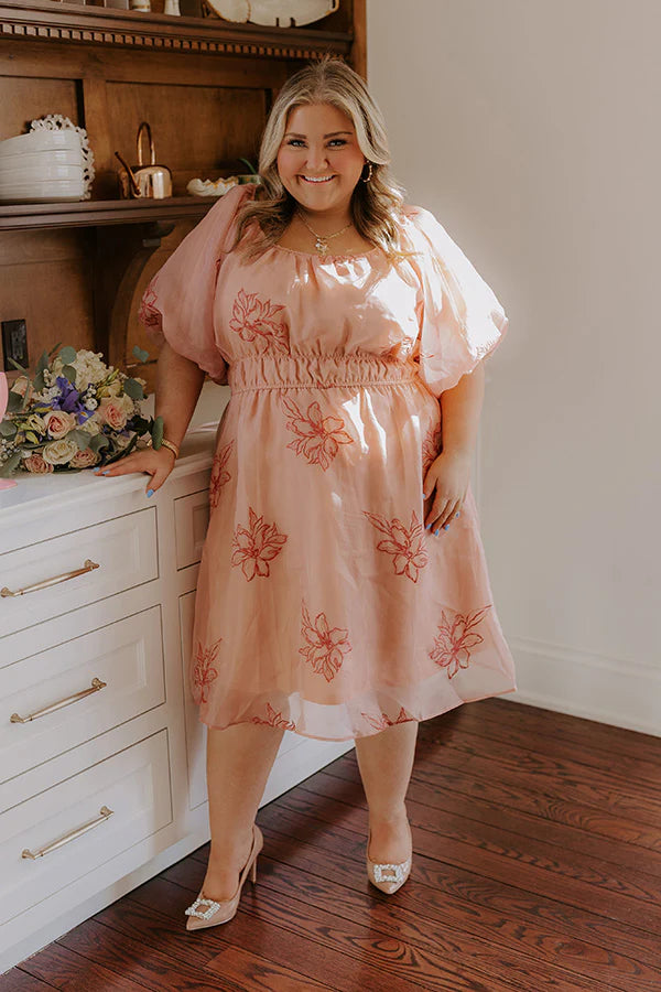 Style A La Mode Embroidered Organza Midi Dress Curves