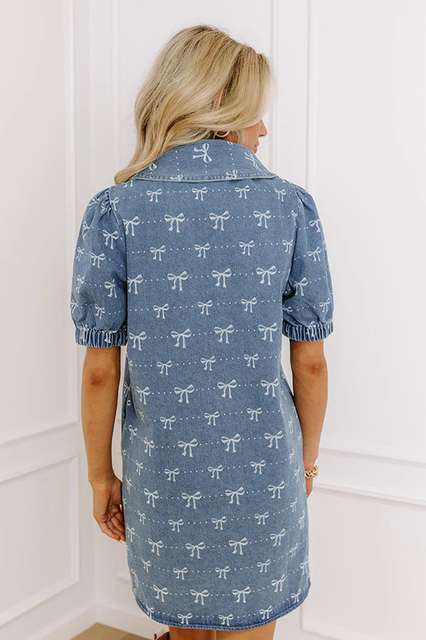 Charming Moment Denim Mini Dress in Light Wash