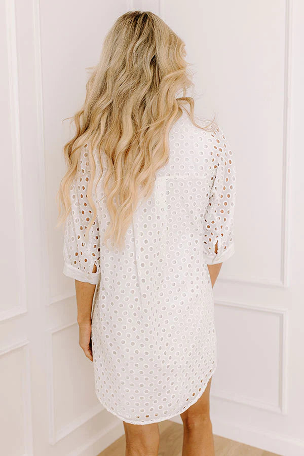 Feeling Posh Eyelet Mini Dress in White