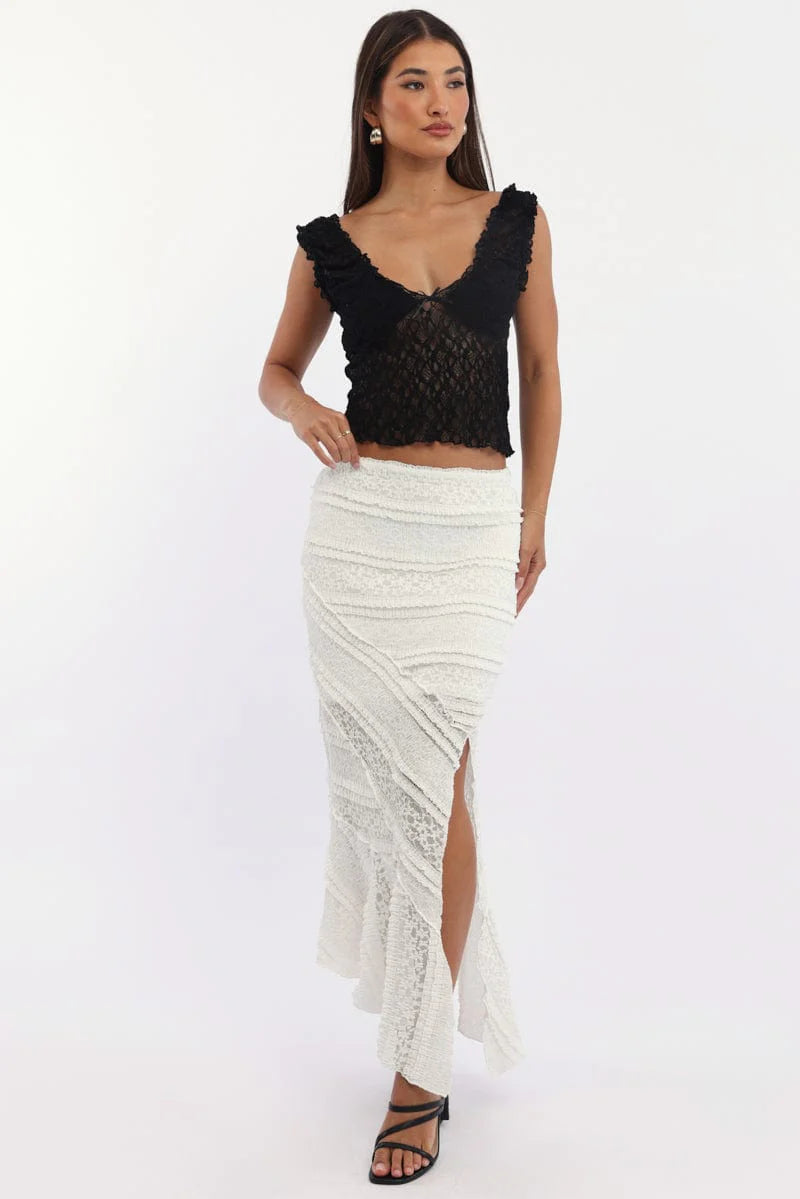 White Scarf Hem Lace Maxi