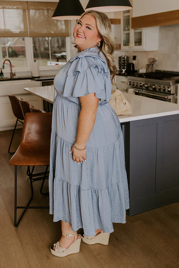 Dance The Night Away Ruffle Midi Dress Curves