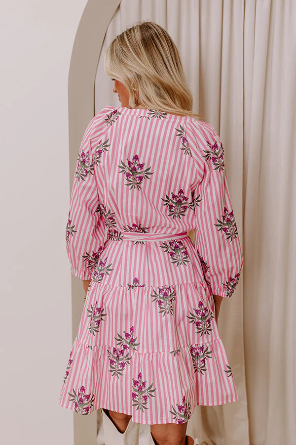 Kind Glance Stripe Mini Dress in Pink