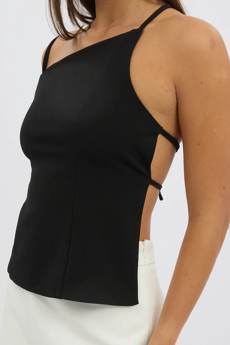 Black Singlet Top Backless
