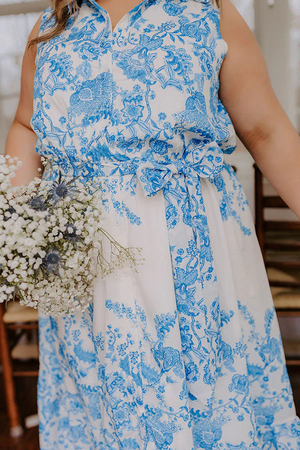 Tea Garden Stroll Floral Midi Dress Curves