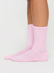 Clydes Slouch Socks Pink