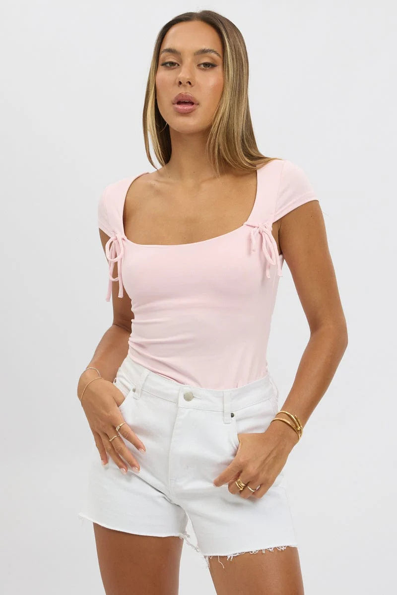 Pink Supersoft Tank Scoop Neck Ribbon