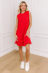 Central Park Stroll Mini Dress in Red