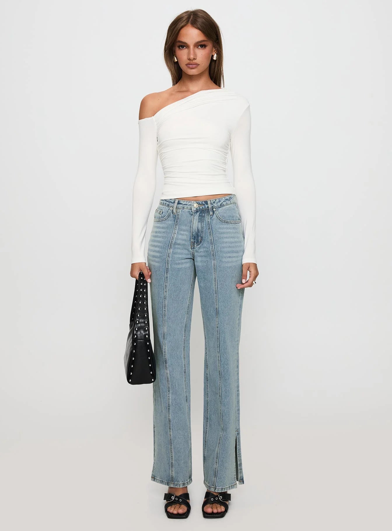 White Mustang Side Split Jean Light Blue