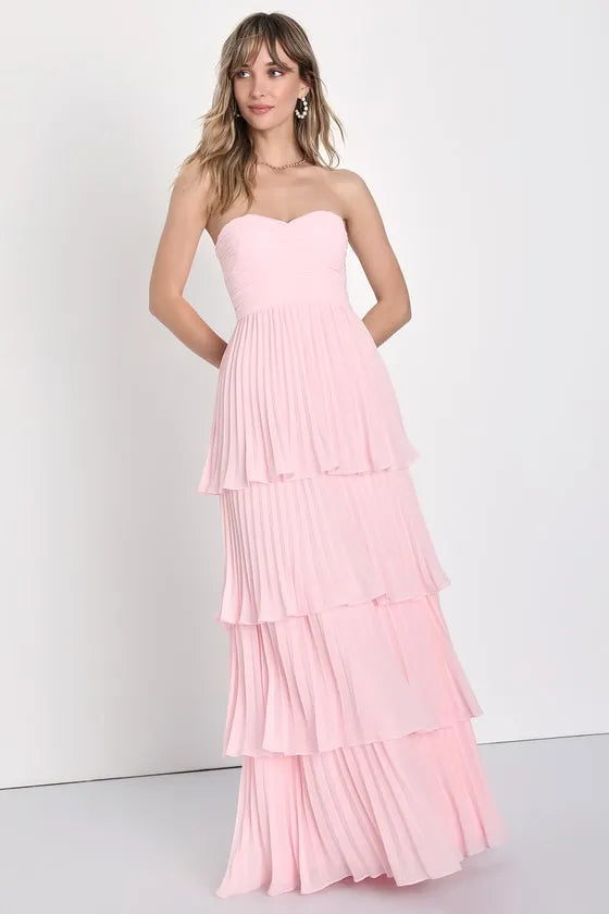 Seriously Sensational Black Strapless Tiered Maxi Dress