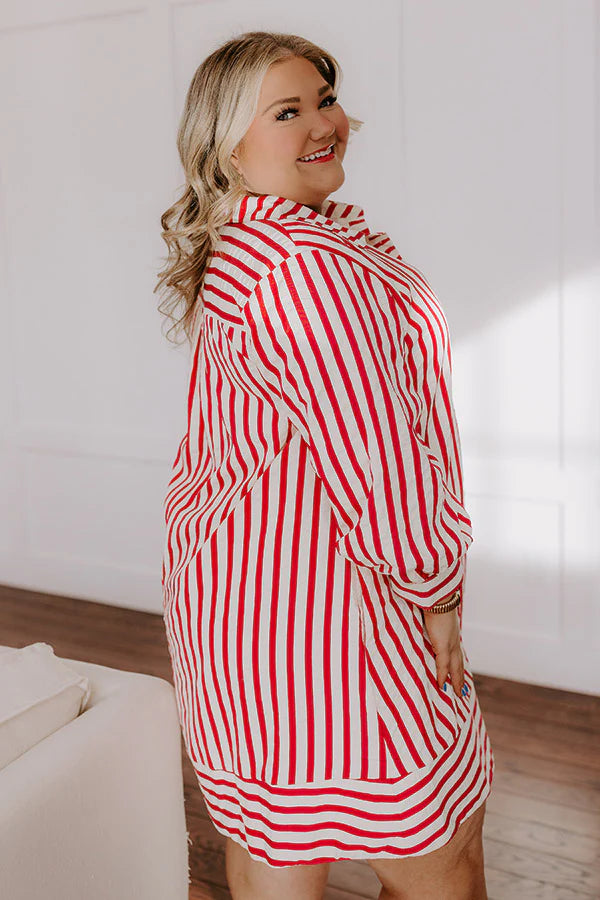 Charleston Charm Stripe Mini Dress in Rose Curves