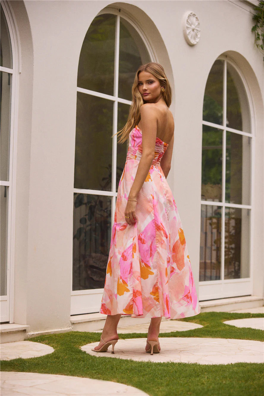 Fairy Floss Strapless Maxi Dress Pink
