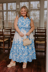Tea Garden Stroll Floral Midi Dress Curves