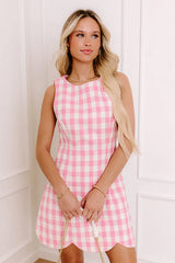 London Estate Plaid Mini Dress in Pink