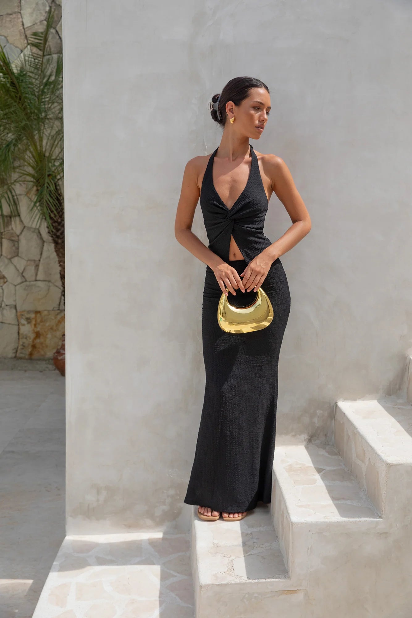 Palm Tree Paradise Maxi Skirt Black