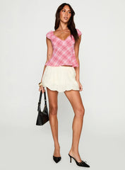 Jazz Club Top Pink Check