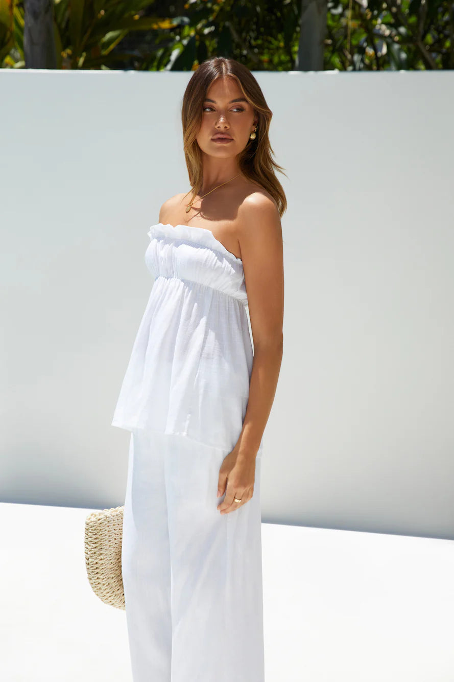 Mollie Miles Strapless Top White