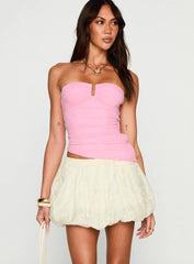 Cloudia Bubble Hem Mini Skirt Cream