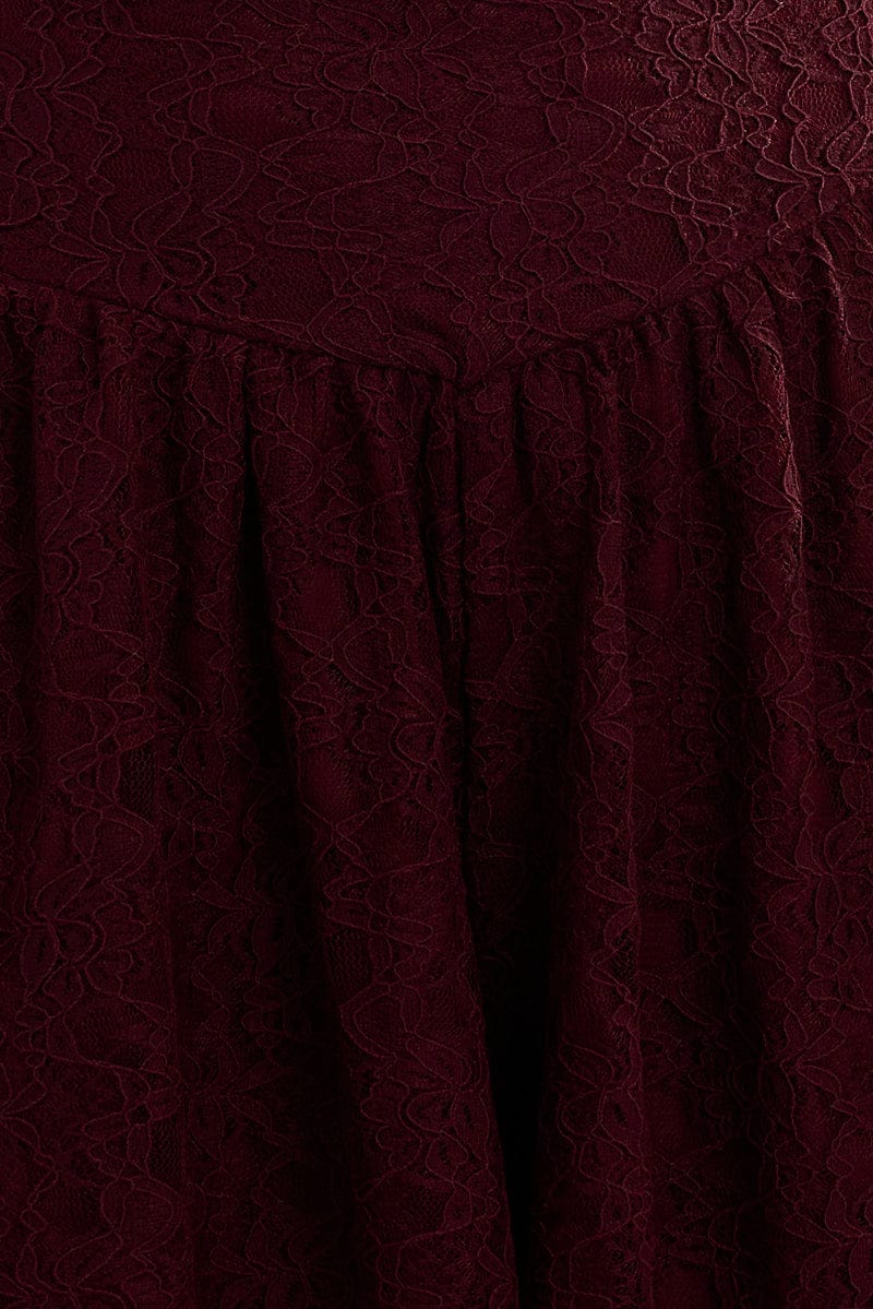 Red Off Shoulder Playsuit Lace
