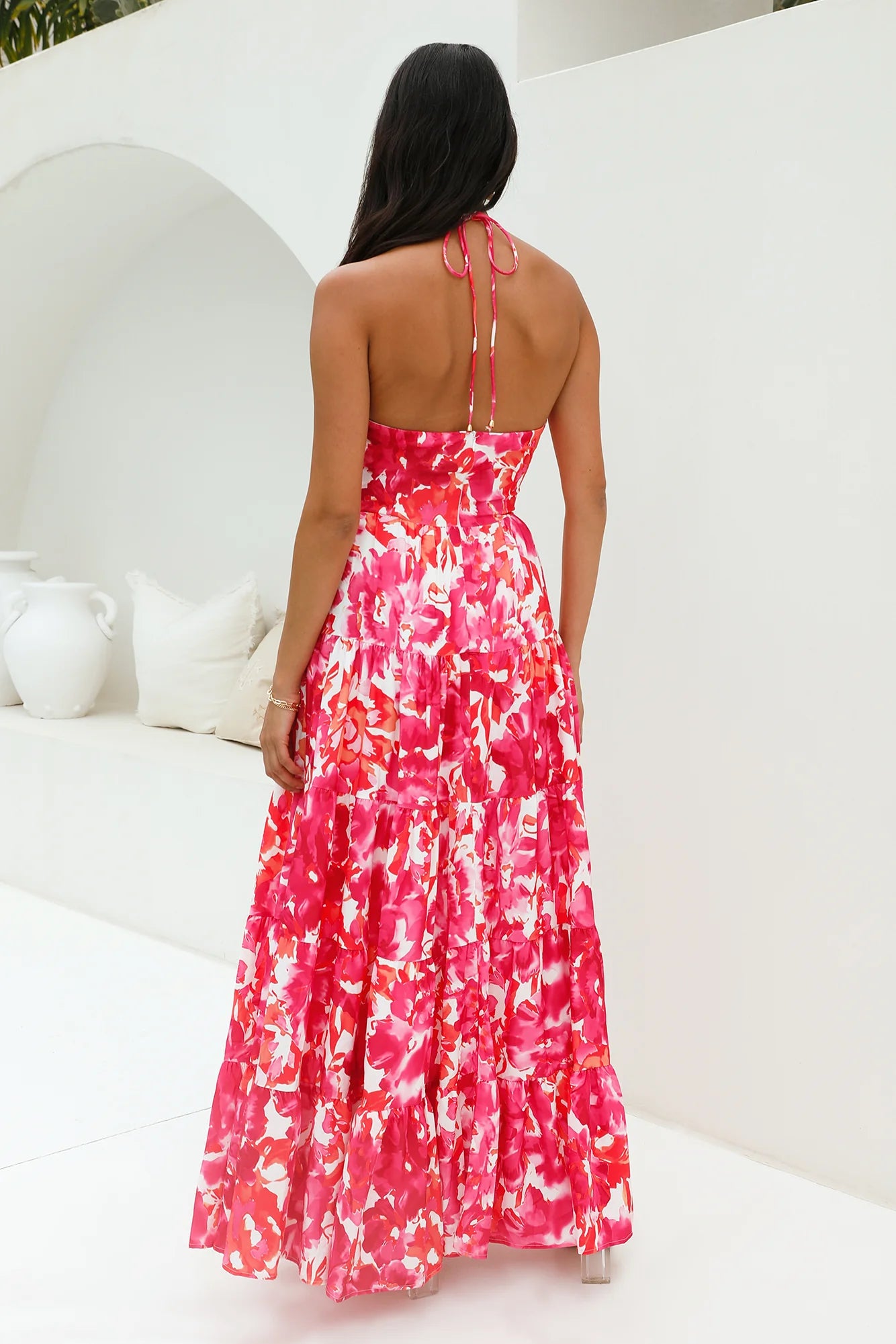 Enrichment Halter Maxi Dress Pink