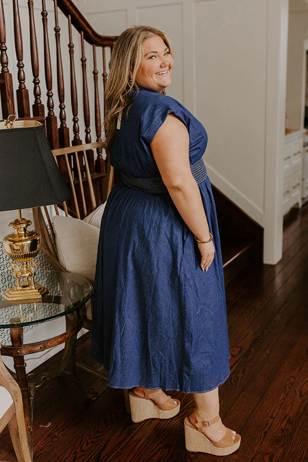 Picnic At The Park Denim Midi Dress Curves