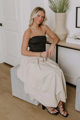 Coastal Cove Linen Midi Dress in Black