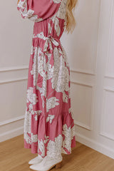 Bistro Bound Floral Midi Dress in Blush