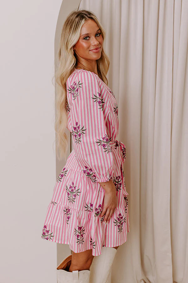 Kind Glance Stripe Mini Dress in Pink