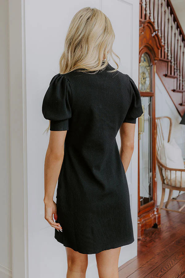 Vino On The Patio Knit Mini Dress in Black