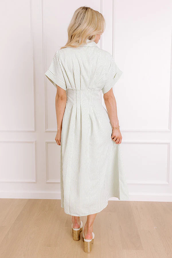 Sunlit Stroll Stripe Maxi Dress in Sage